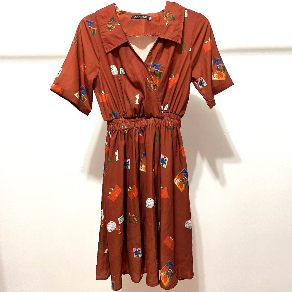 50s Style Designer Vintage Dress With Cute Print